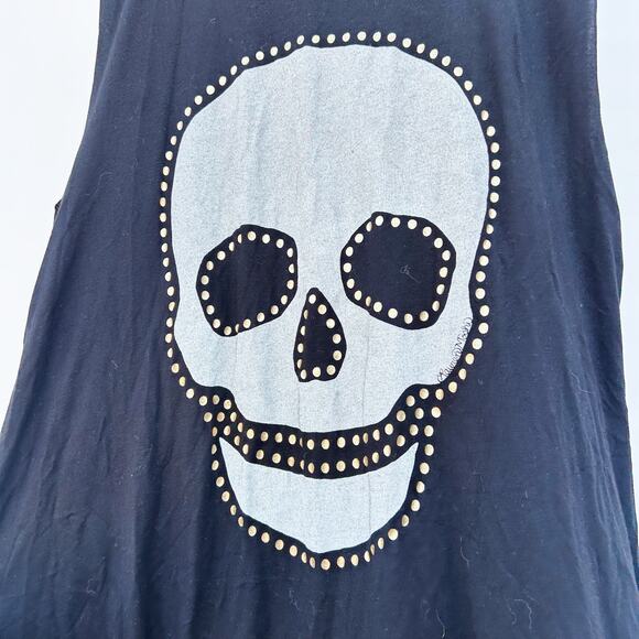 Lauren Moshi Beverly Hills Tank Shirt Dress Skull Studded Mini Short Black Large - Picture 3 of 8